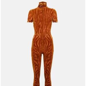 Alex Perry Benton Devóre Zebra Print Brown Catsuit, Women’s XS/Small, EUC